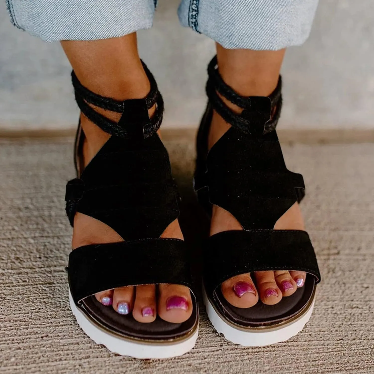Sandals for Women Dressy,Sandals For Womens Casual Open Toe Strappy Wedge Sandals Summer Dressy Beach Womens Sandals