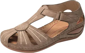 Sandals Women Dressy Summer Closed Toe Wedge Platform Sandals Vintage Casual Hollow Out Orthopedic Shoes Comfy Bohemia Gladiator Ladies Shoes
