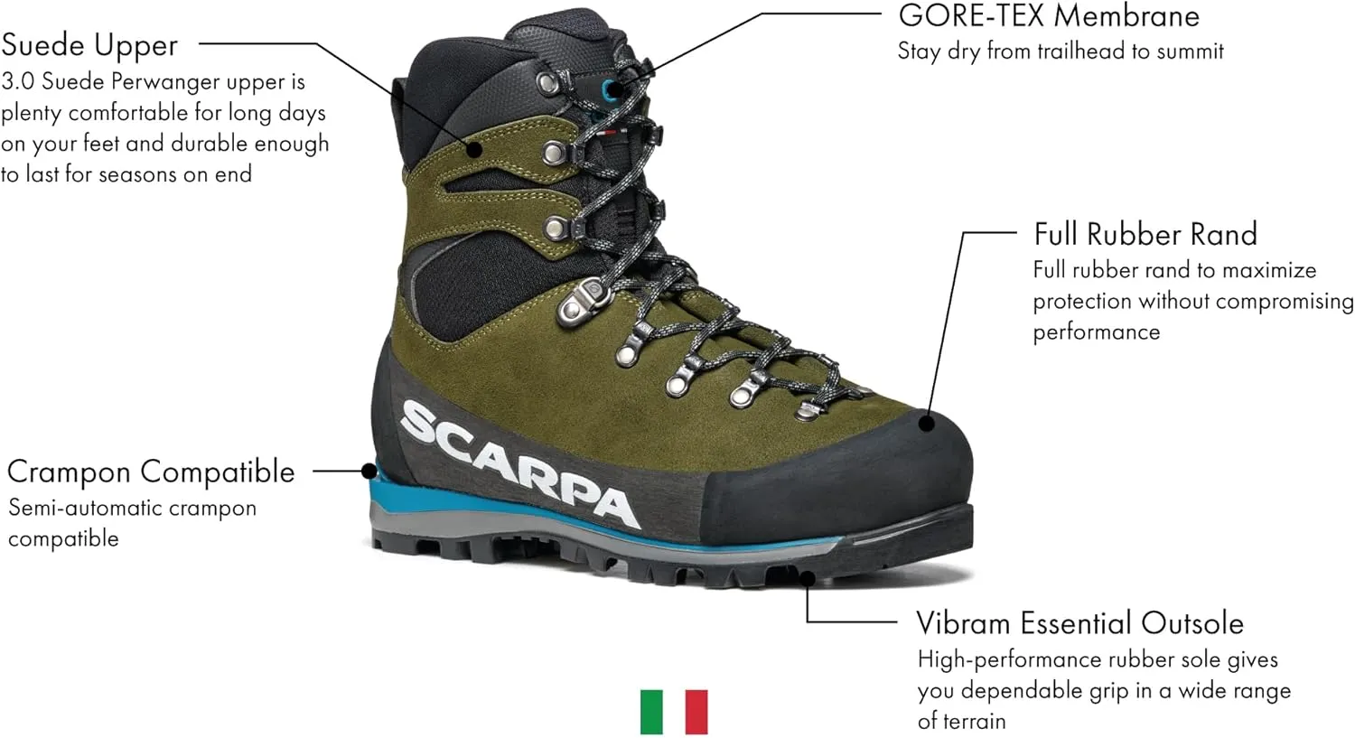 SCARPA Grand Dru GTX Waterproof Gore-Tex Hiking Boots for Mountaineering and Backpacking