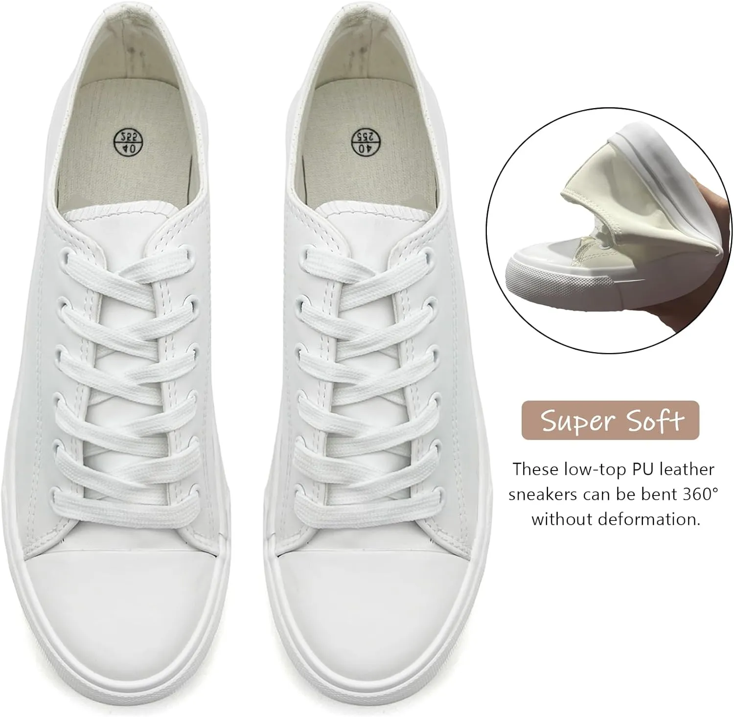 sharllen Women's Fashion PU Leather Sneakers Men's Classic Lace up Casual Walking Running Shoes Comfortable Black White Tennis Shoes