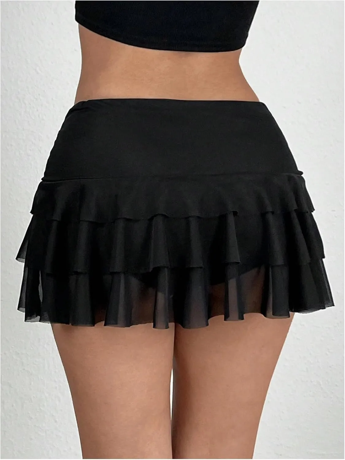 SHENHE Women's Low Rise Ruffle Mini Skirt Ruched Layered Flowy Y2k Coquette Short Skirt
