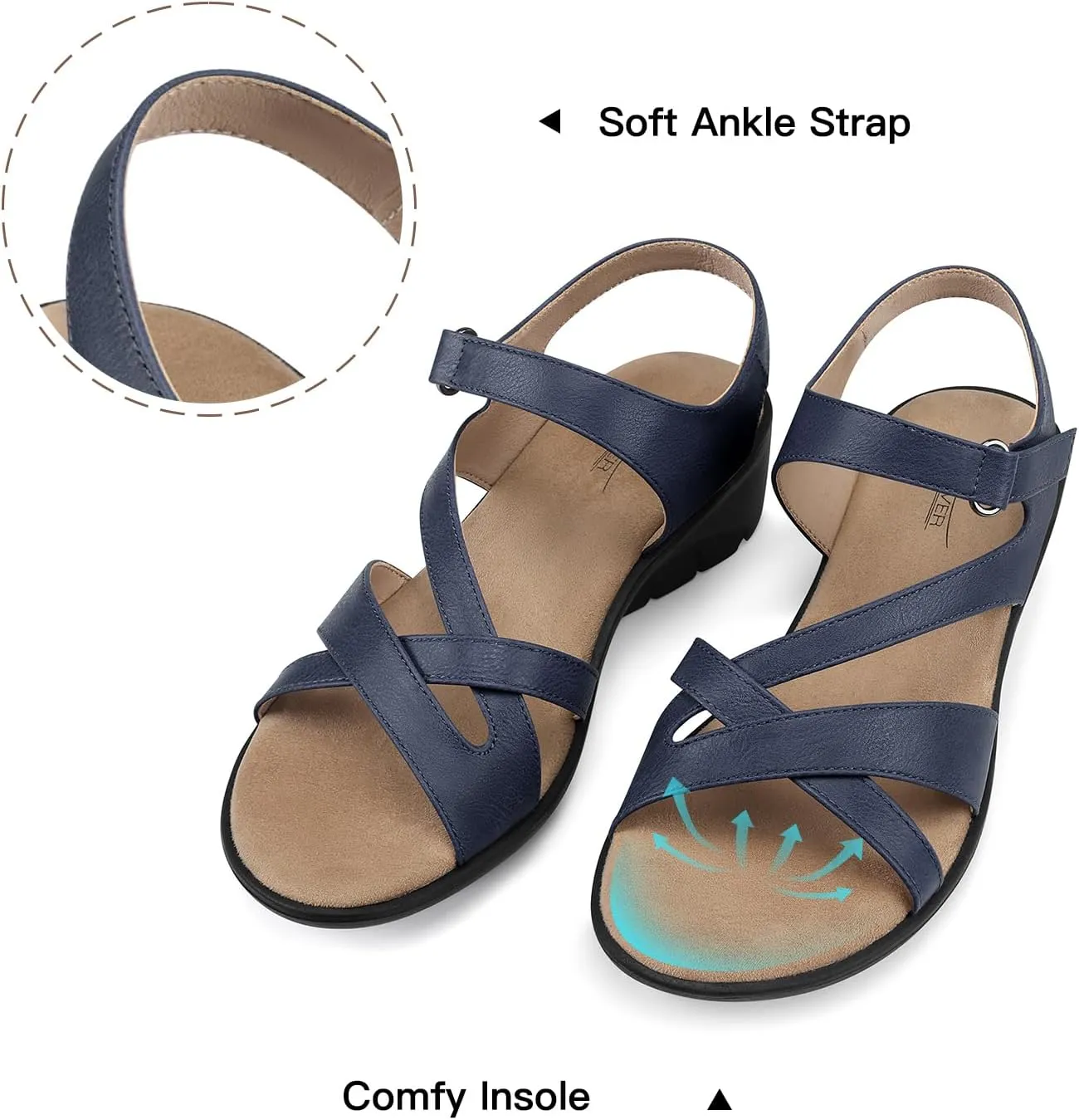 SHIBEVER Wedge Sandals for Women Dressy: Womens Sandals Comfortable - Summer Open Toe Casual Walking Low Wedges