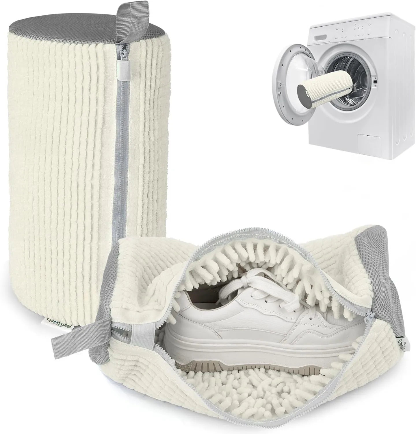 Shoe Washing Machine Bag - Set of 2 Shoe Washing Bags, 360° Deep Clean Shoes Laundry Bag, Reusable Shoe Bag for Washing Machine, Sneaker washing machine bags, White