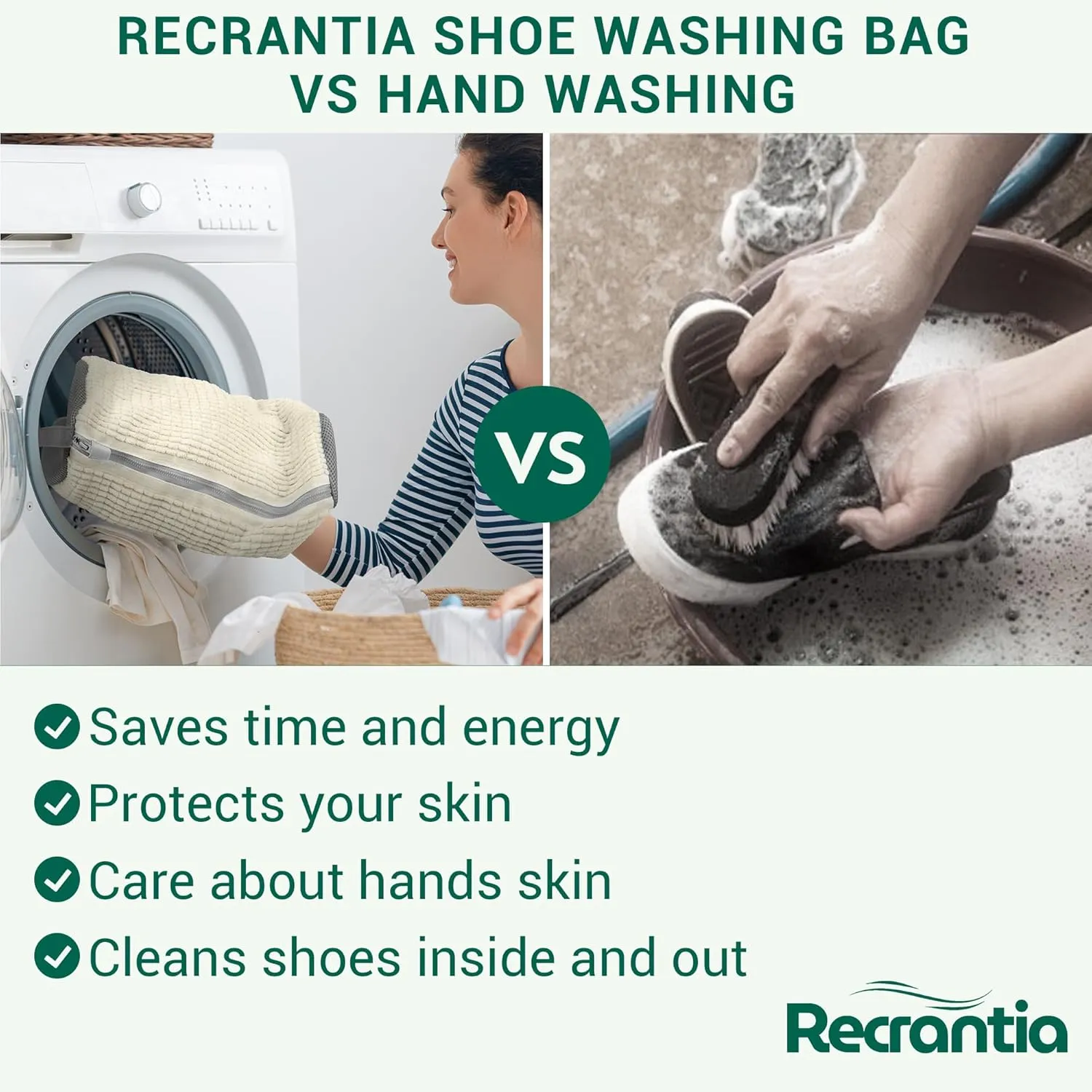 Shoe Washing Machine Bag - Set of 2 Shoe Washing Bags, 360° Deep Clean Shoes Laundry Bag, Reusable Shoe Bag for Washing Machine, Sneaker washing machine bags, White