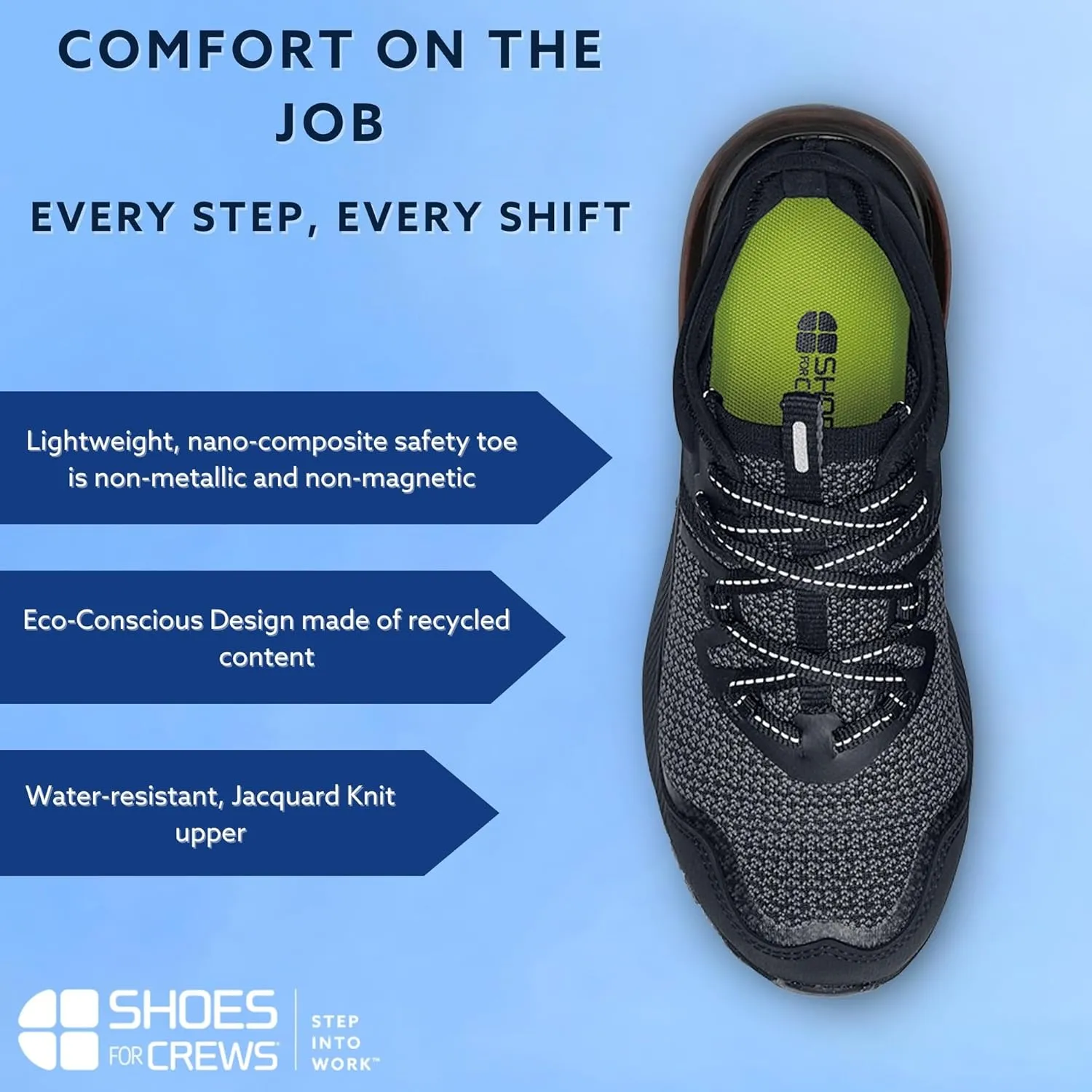 Shoes for Crews Brakly, Men's, Women's, Unisex Slip Resistant Work Shoes, Water Resistant Sneakers, Black or Black/Red