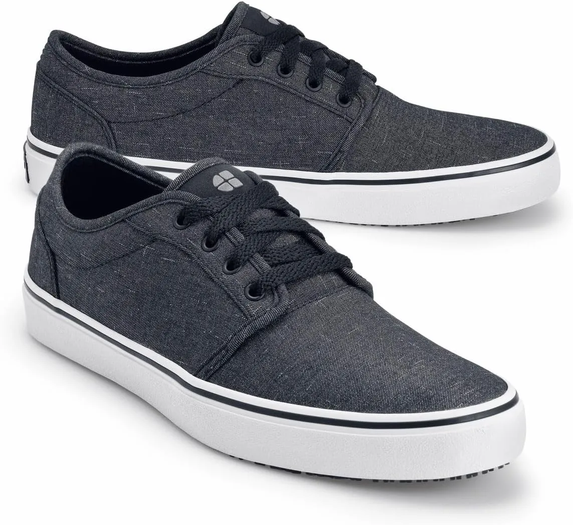 Shoes for Crews Merlin, Men's, Women's, Unisex Slip Resistant Food Service Work Sneakers, Water Resistant, Canvas, Black Or Grey