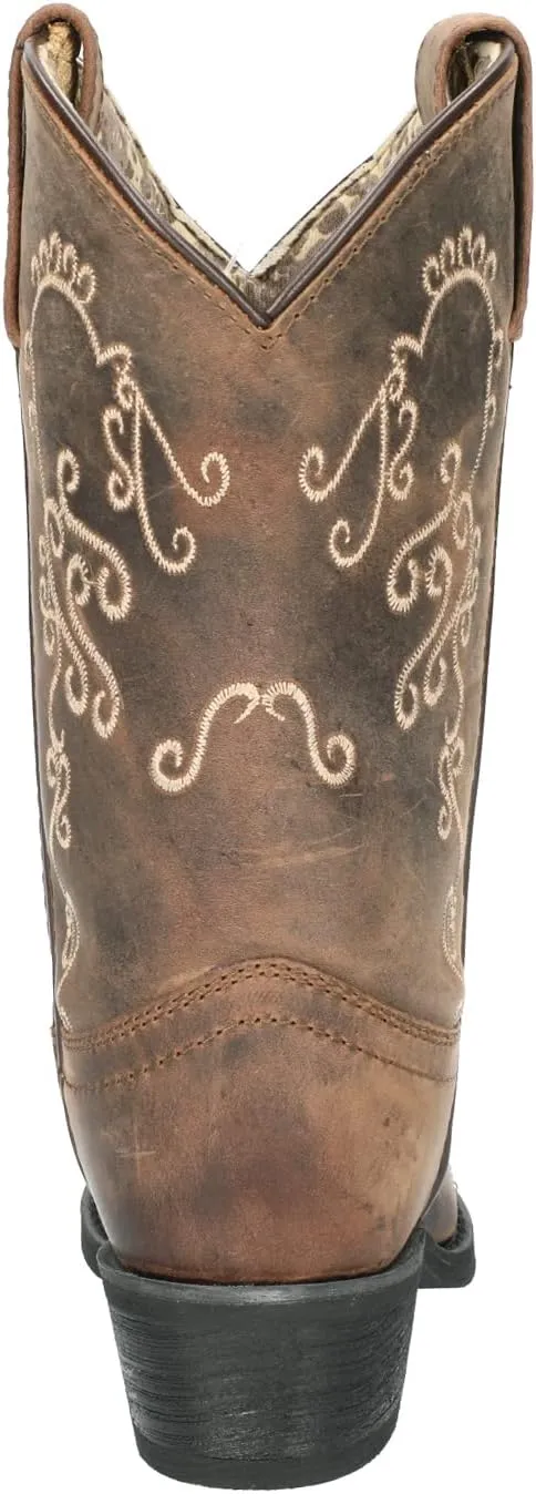 Smoky Mountain Boots Women's Jolene Pull on Embroidered Snip Toe Brown Waxed Distress Boots Cowboy