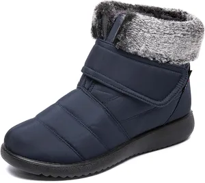 Snow Boots for Women Platform Plush Waterproof Soft Keep Warm Hook and Loop Closure Casual Winter Shoes