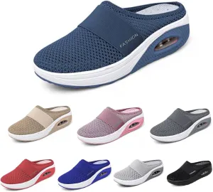 SOLPNOW Women's Air Cushion Slip-on Orthopedic Diabetic Walking Shoes,Breathable with Arch Support Wedge Platform Slipper