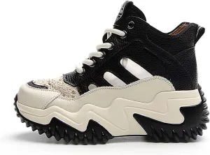 SOLPNOW Women's Leather Breathable Platform Sneakers,Summer Lace-Up Non-Slip Hollow Sandals,Outdoor Hiking Workout Driving Shoes