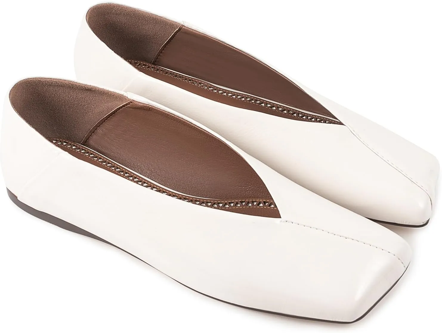 Square Toe Ballet Flats for Women Slip On Loafer Shoes Fashionable Metallic Mary Jane