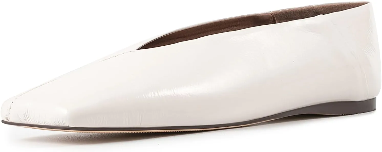 Square Toe Ballet Flats for Women Slip On Loafer Shoes Fashionable Metallic Mary Jane