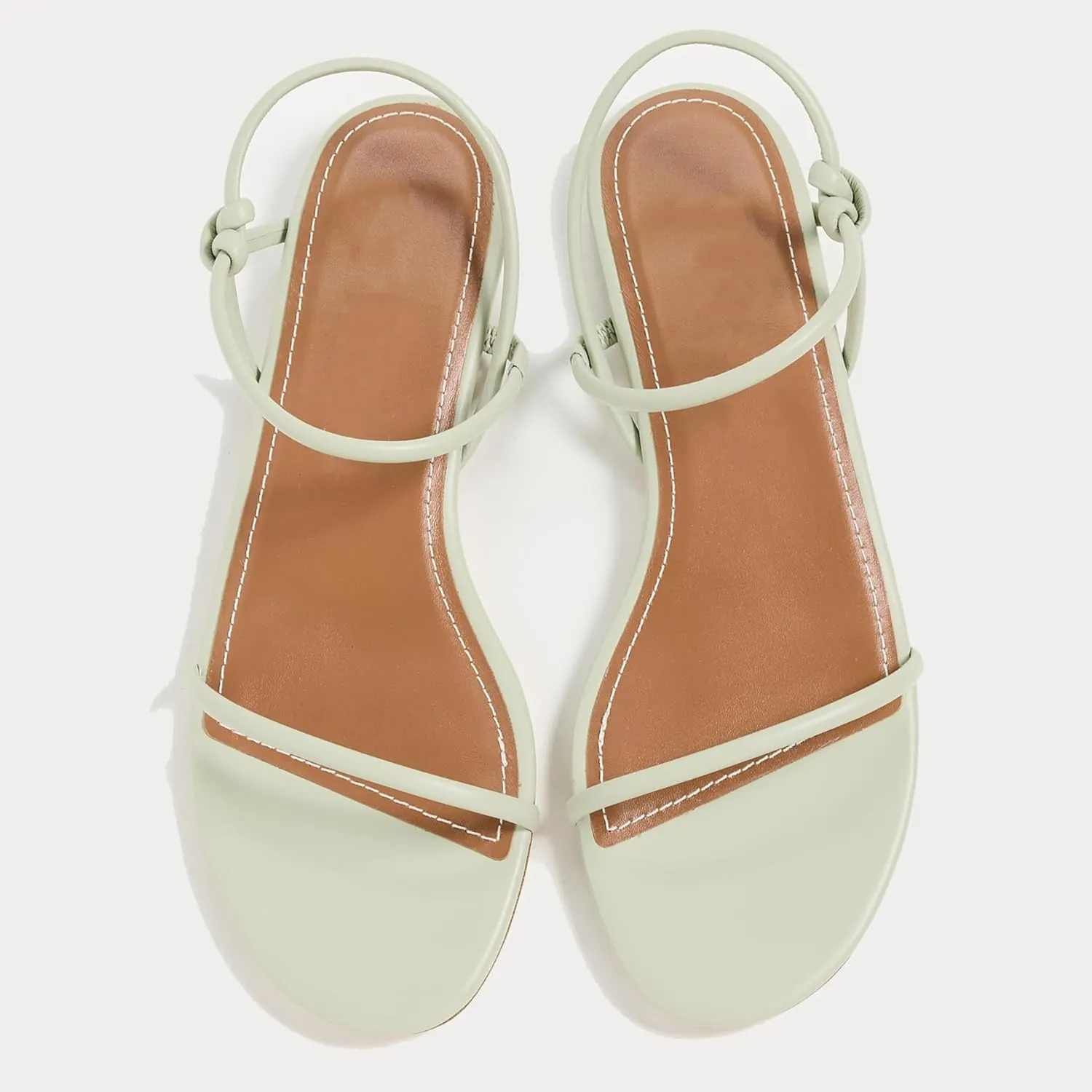 Strappy Flat Sandals for Women Round Open Toe Slip on Ankle Strap Backless Sandals Slingback Casual Vacation Dressy Shoes