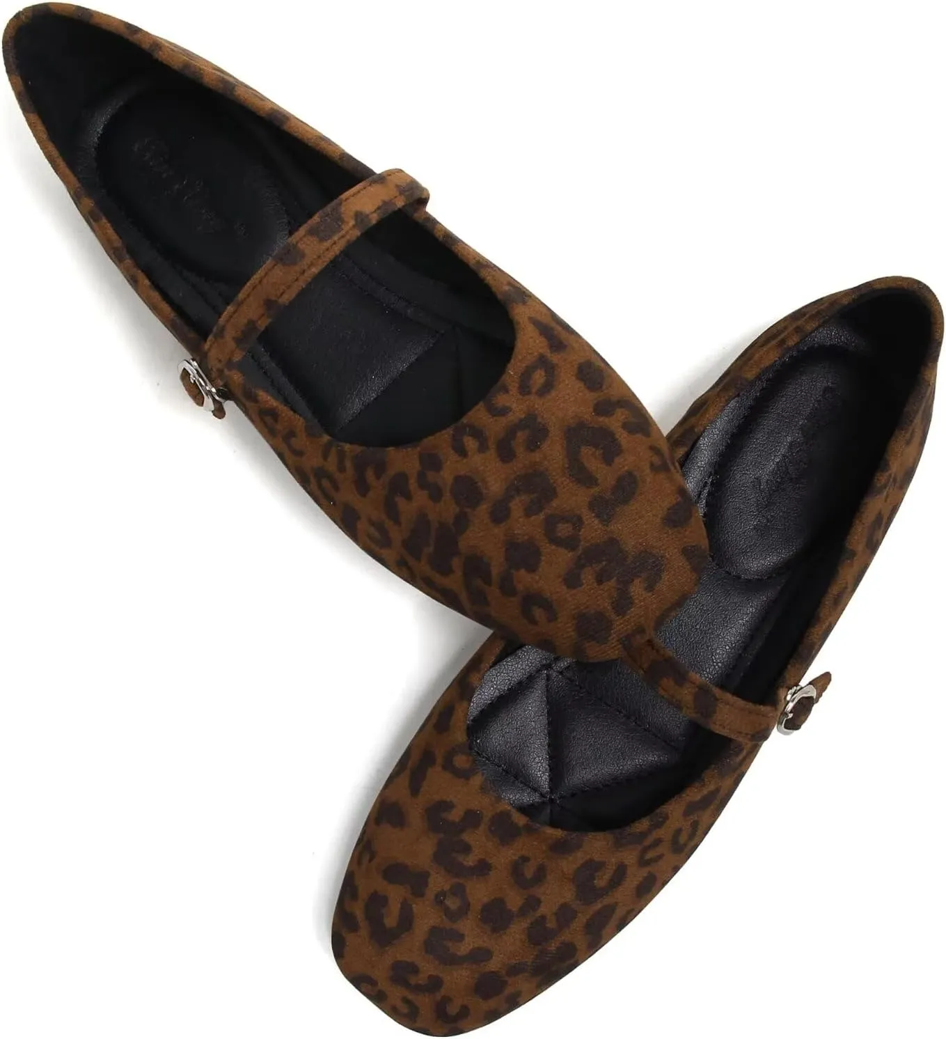 Stunner Mary Jane Square Toe Black Ballet Flats for Women - Comfortable Ankle Strap Casual Slip On Flats