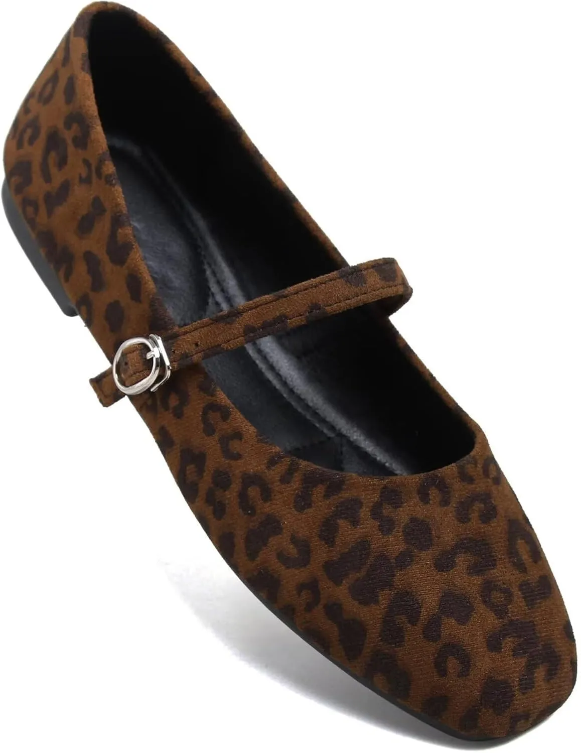 Stunner Mary Jane Square Toe Black Ballet Flats for Women - Comfortable Ankle Strap Casual Slip On Flats