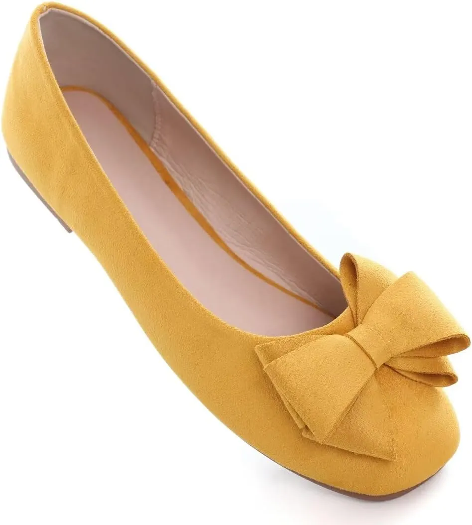Stunner Women's Casual Flats Square Toe Bowknot Ballet Flats Comfortable Slip On Wedding Dress Shoes