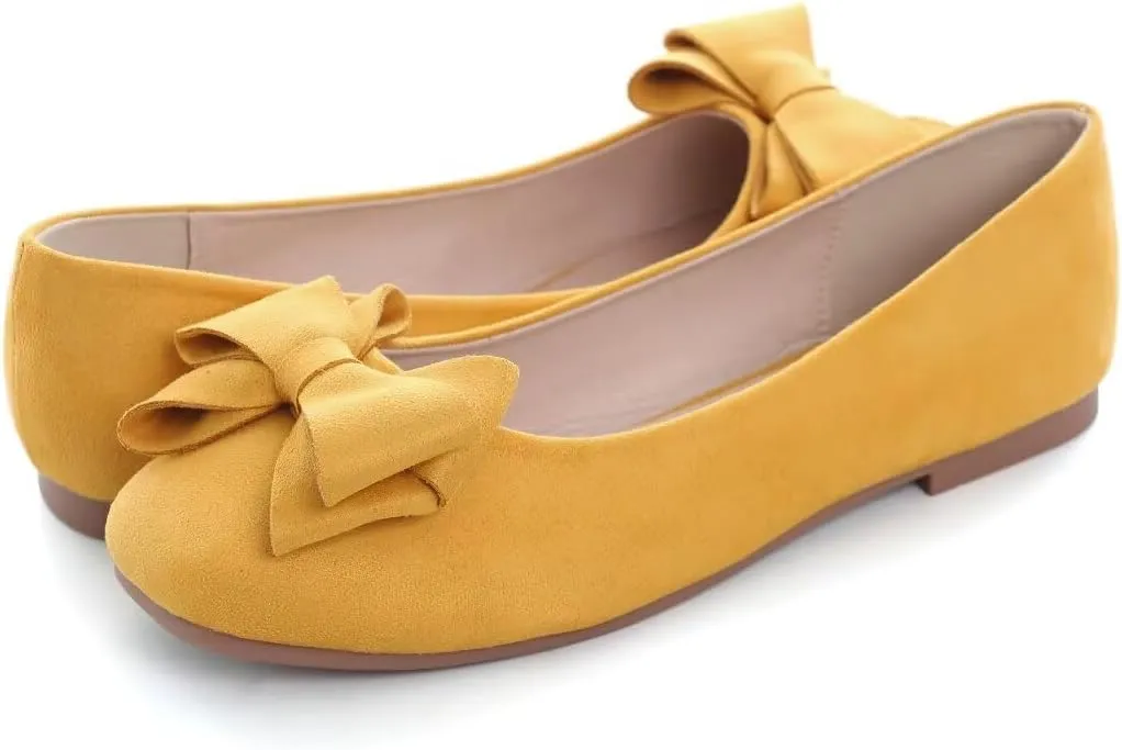 Stunner Women's Casual Flats Square Toe Bowknot Ballet Flats Comfortable Slip On Wedding Dress Shoes