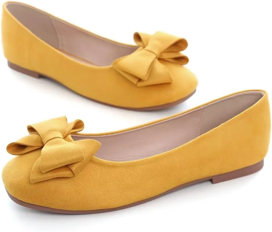 Stunner Women's Casual Flats Square Toe Bowknot Ballet Flats Comfortable Slip On Wedding Dress Shoes