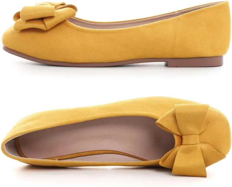 Stunner Women's Casual Flats Square Toe Bowknot Ballet Flats Comfortable Slip On Wedding Dress Shoes