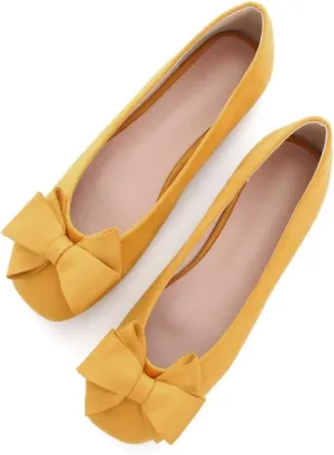 Stunner Women's Casual Flats Square Toe Bowknot Ballet Flats Comfortable Slip On Wedding Dress Shoes