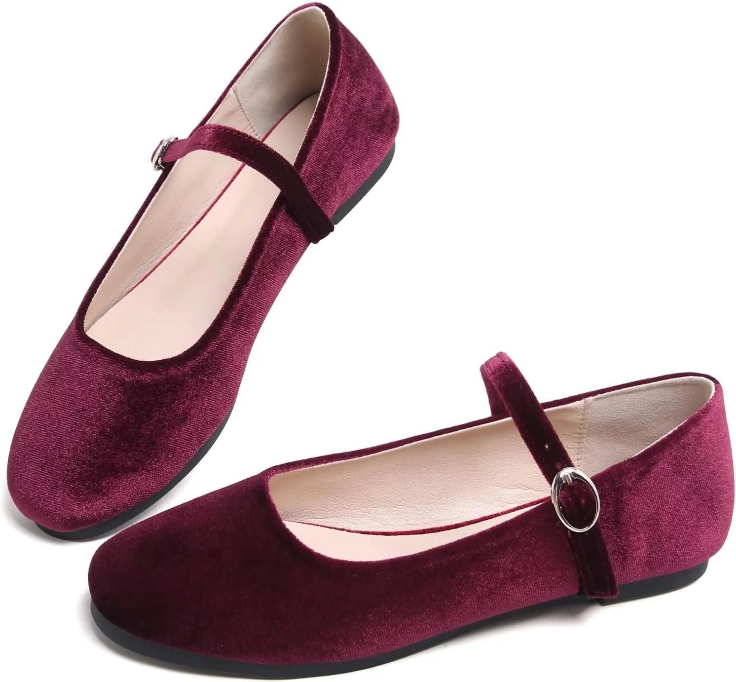 Stunner Women's Leather Dress Flats - Comfortable Square Toe Slip On Mary Jane Work Flats