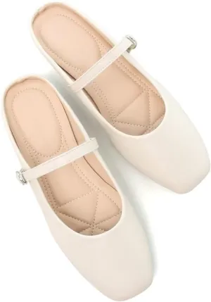 Stunner Women's Mary Jane Flats Fashion Round Toe Ballet Flats Comfort Slip On Flats Buckle Strap Dress Flats