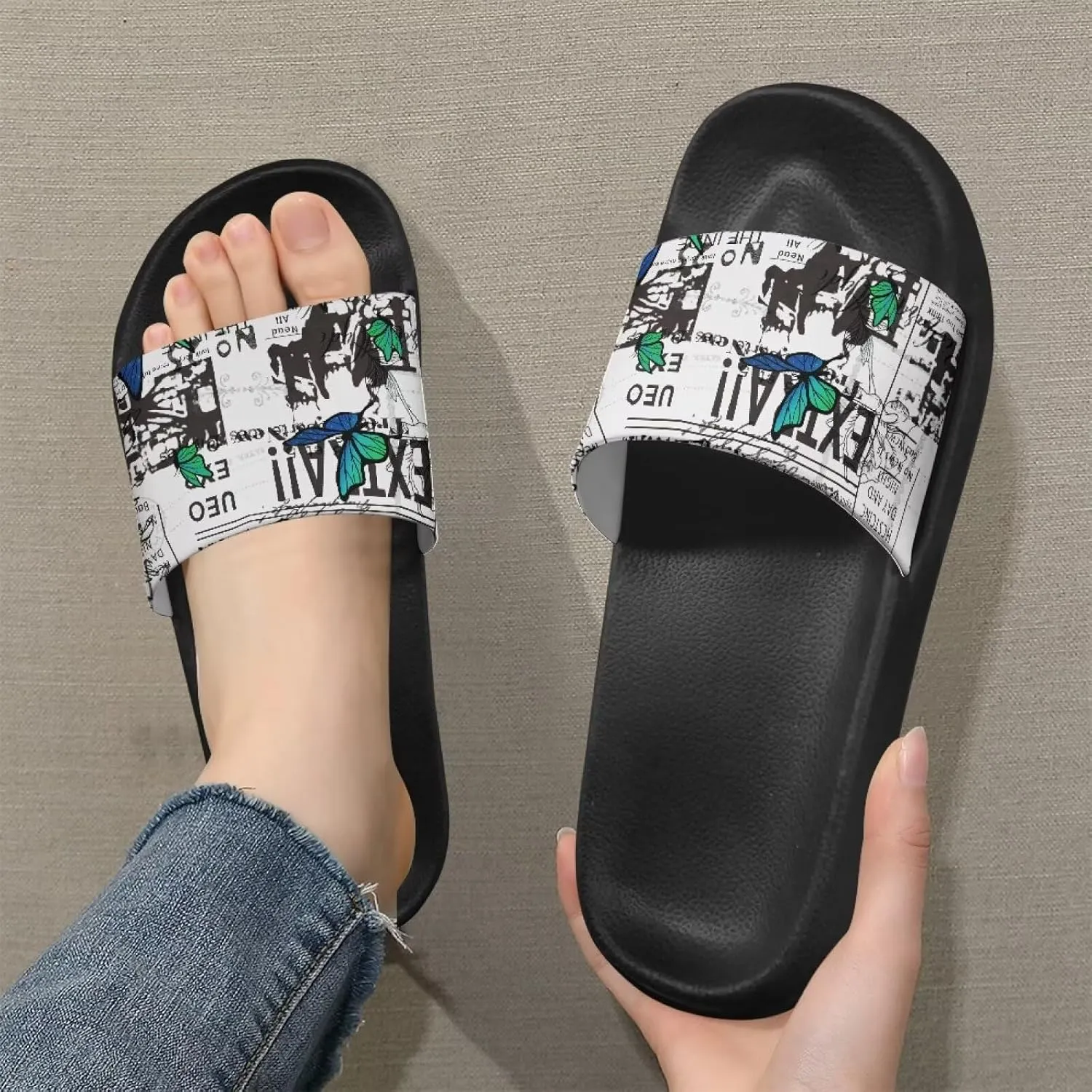Summer Slide for Women Slip on Sandals Lightweight Cloud Soft Slippers Non-Slip Shower Slipper SizeUS 5-12.5