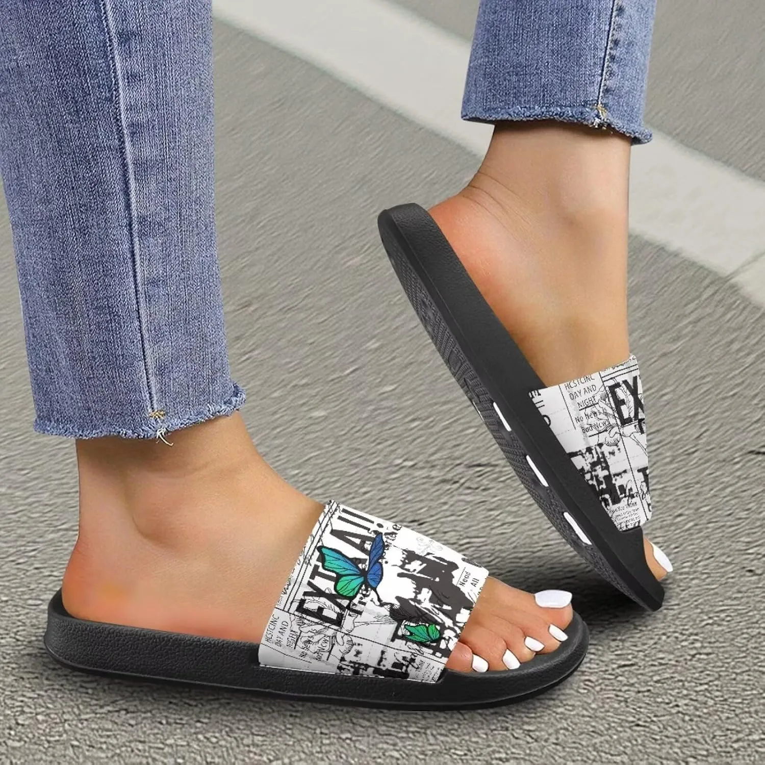 Summer Slide for Women Slip on Sandals Lightweight Cloud Soft Slippers Non-Slip Shower Slipper SizeUS 5-12.5