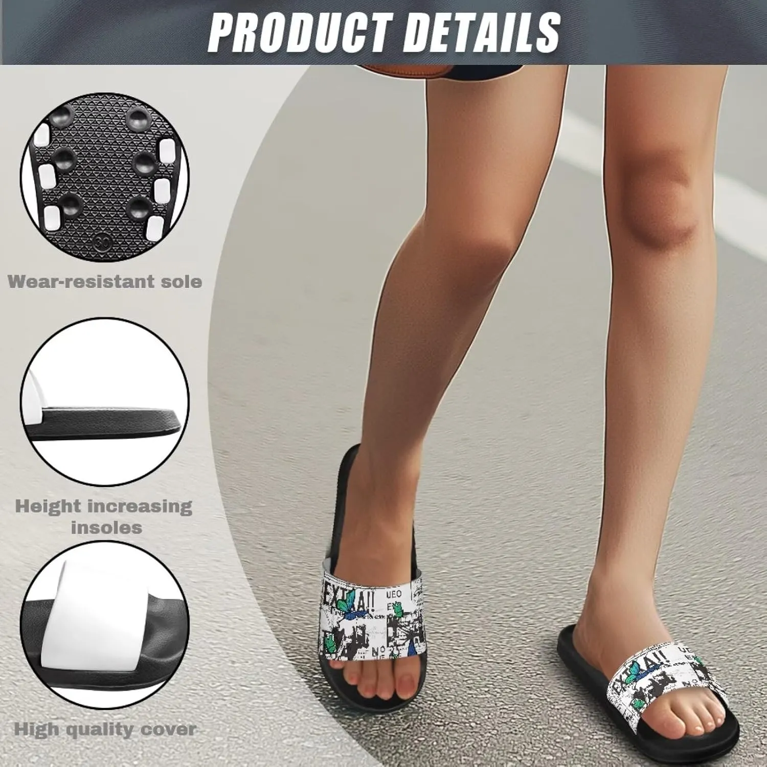 Summer Slide for Women Slip on Sandals Lightweight Cloud Soft Slippers Non-Slip Shower Slipper SizeUS 5-12.5