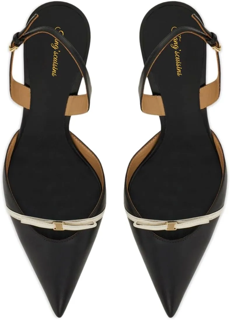 Tang'scuisins Women Closed Pointed Toe Adjusatable Strap Buckle Sandals Slingback Bowknot Mid Cone Heels Fashion Club Party Wedding Shoes Size 4-16 US
