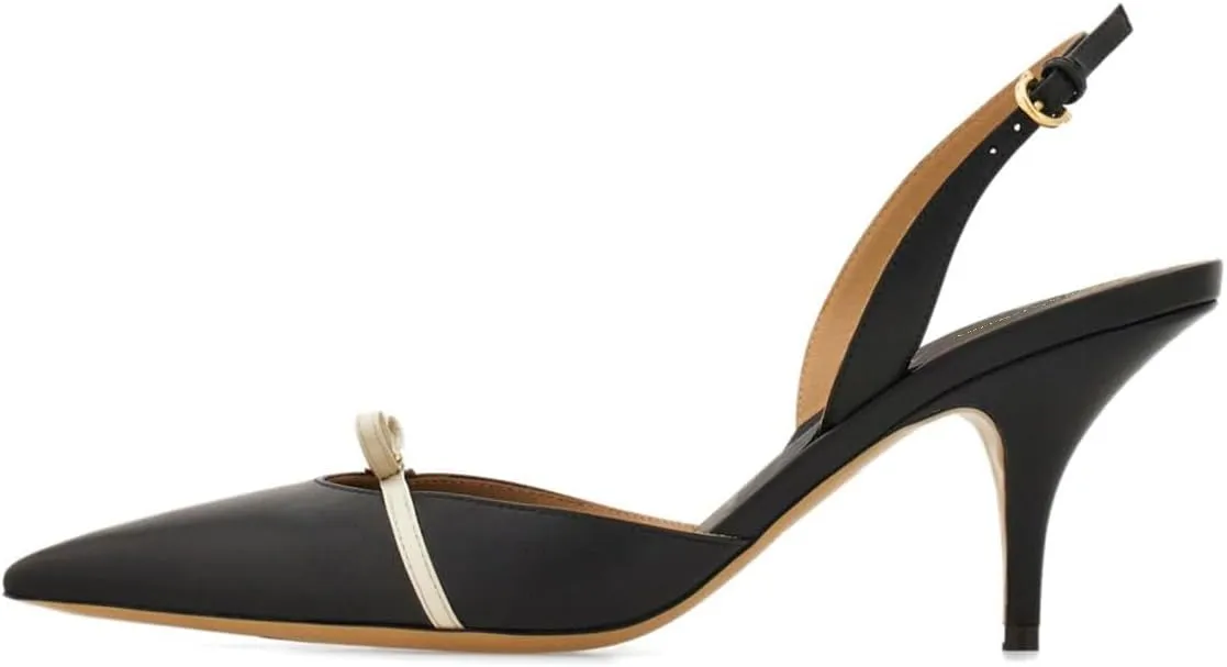 Tang'scuisins Women Closed Pointed Toe Adjusatable Strap Buckle Sandals Slingback Bowknot Mid Cone Heels Fashion Club Party Wedding Shoes Size 4-16 US