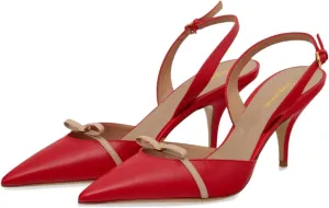 Tang'scuisins Women Closed Pointed Toe Adjusatable Strap Buckle Sandals Slingback Bowknot Mid Cone Heels Fashion Club Party Wedding Shoes Size 4-16 US