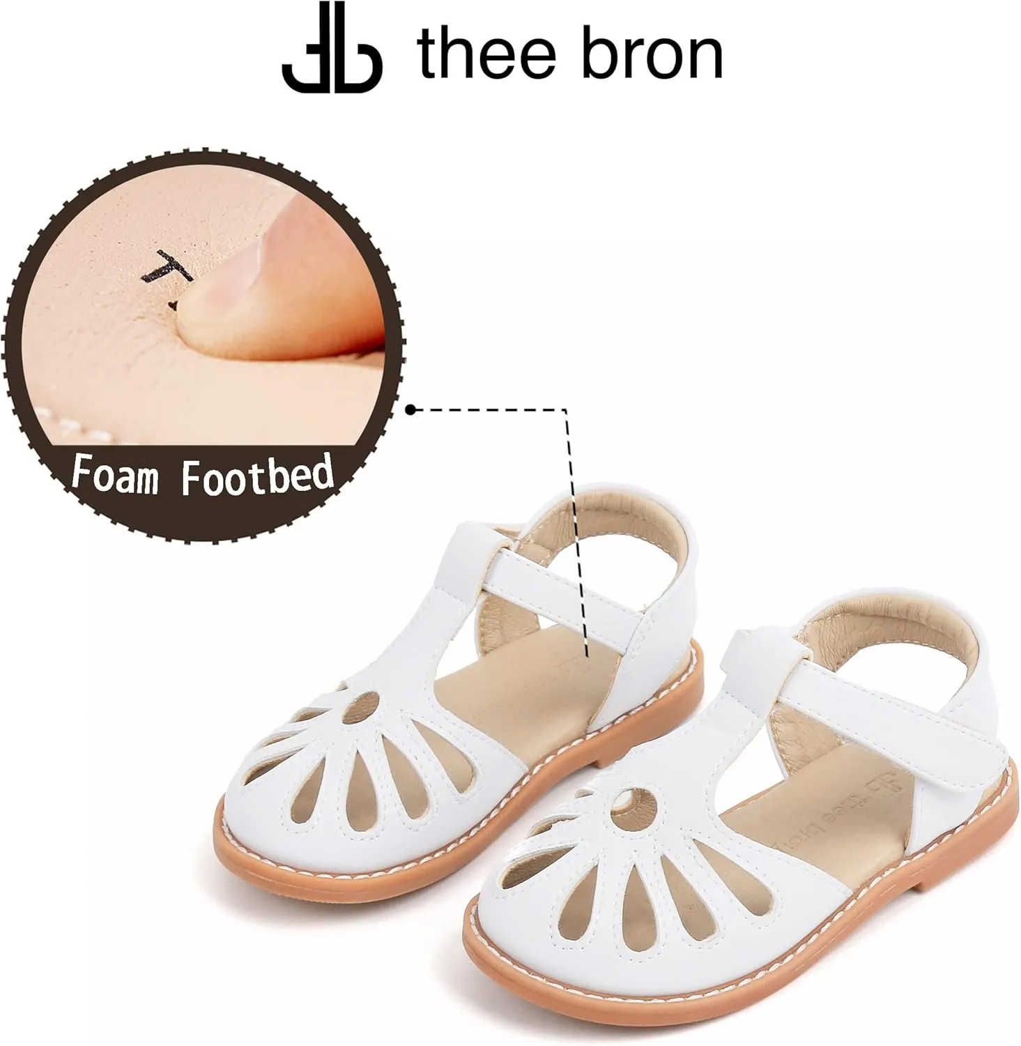 THEE BRON Princess Toddler Close Toe Sandals | Retro Lace-Up Design | Breathable Girls Shoes 3-12 Years