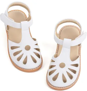 THEE BRON Princess Toddler Close Toe Sandals | Retro Lace-Up Design | Breathable Girls Shoes 3-12 Years