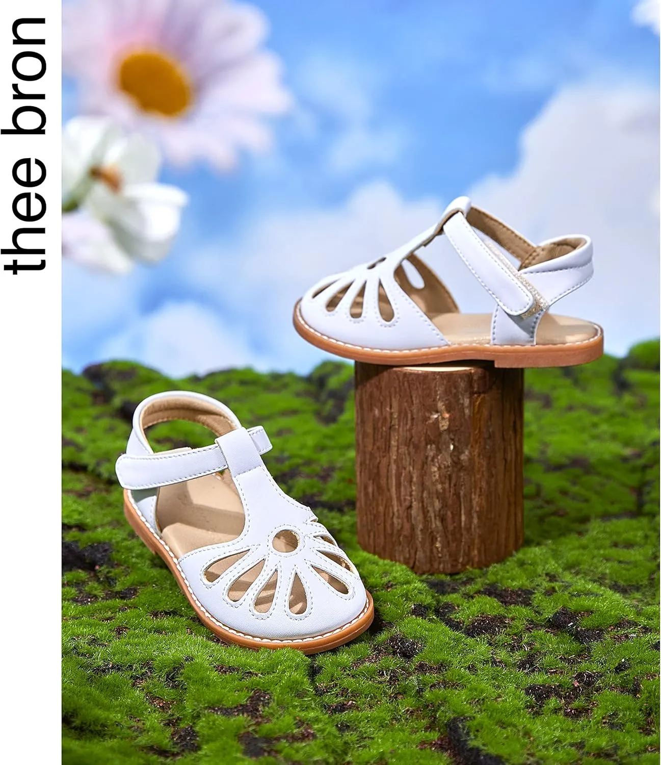THEE BRON Princess Toddler Close Toe Sandals | Retro Lace-Up Design | Breathable Girls Shoes 3-12 Years
