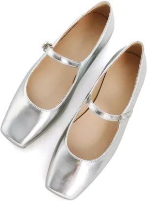 TN TANGNEST Leather Flats for Women Comfortable Square Toe Slip On Flats Soft Work Flats Retro Mary Jane Flats