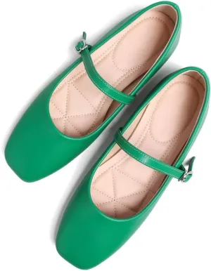 TN TANGNEST Leather Flats for Women Comfortable Square Toe Slip On Flats Soft Work Flats Retro Mary Jane Flats