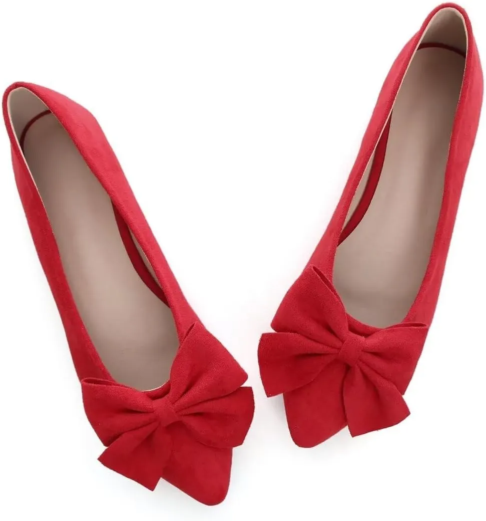 TN TANGNEST Women Classical Bowknot Flats Comfort Slip-on Pointed Toe Dress Shoes Walking Flats