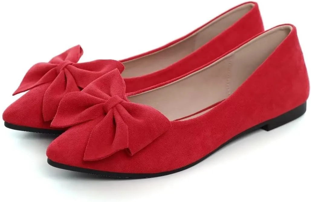 TN TANGNEST Women Classical Bowknot Flats Comfort Slip-on Pointed Toe Dress Shoes Walking Flats