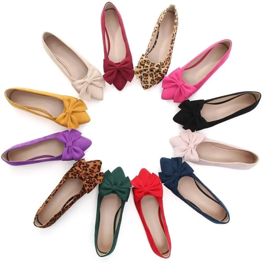 TN TANGNEST Women Classical Bowknot Flats Comfort Slip-on Pointed Toe Dress Shoes Walking Flats