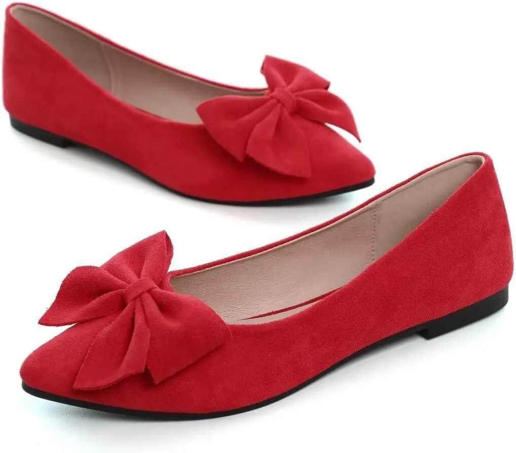 TN TANGNEST Women Classical Bowknot Flats Comfort Slip-on Pointed Toe Dress Shoes Walking Flats