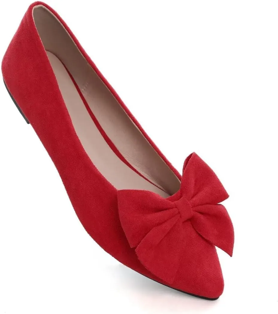 TN TANGNEST Women Classical Bowknot Flats Comfort Slip-on Pointed Toe Dress Shoes Walking Flats