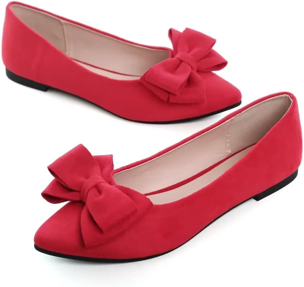 TN TANGNEST Women Fashion Bowknot Flats Comfort Pointed Toe Dress Shoes