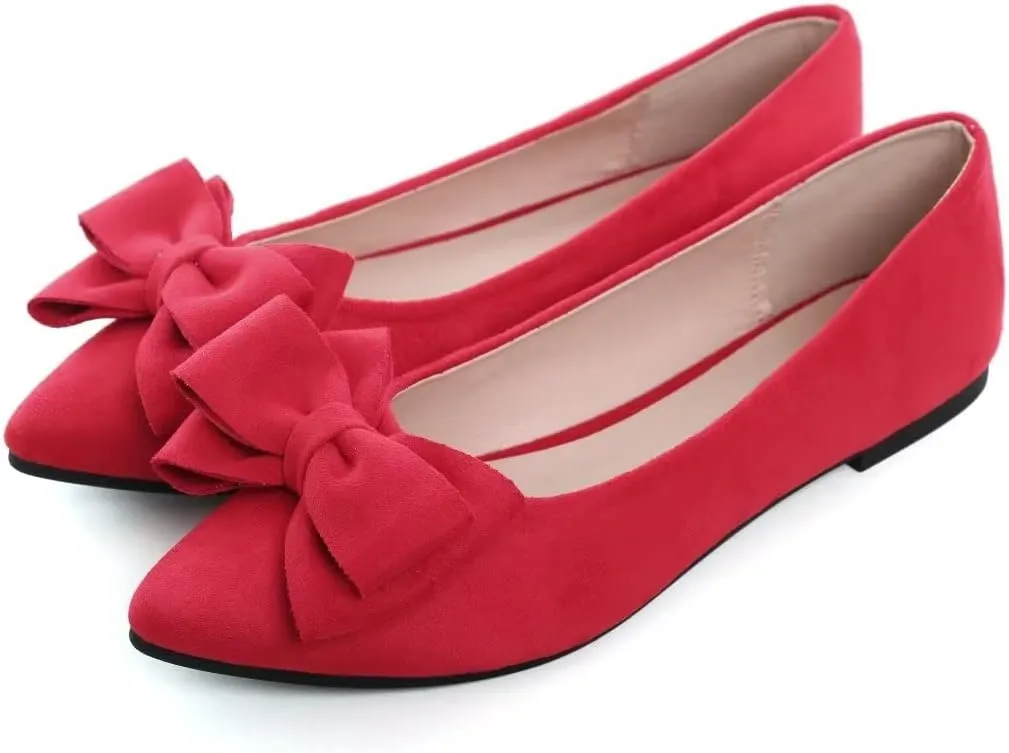 TN TANGNEST Women Fashion Bowknot Flats Comfort Pointed Toe Dress Shoes