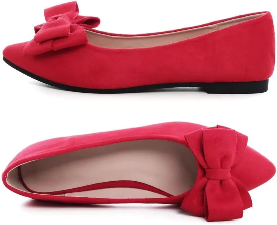 TN TANGNEST Women Fashion Bowknot Flats Comfort Pointed Toe Dress Shoes