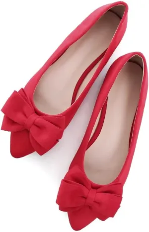 TN TANGNEST Women Fashion Bowknot Flats Comfort Pointed Toe Dress Shoes