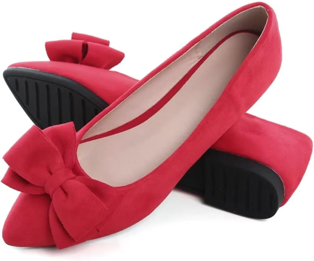 TN TANGNEST Women Fashion Bowknot Flats Comfort Pointed Toe Dress Shoes
