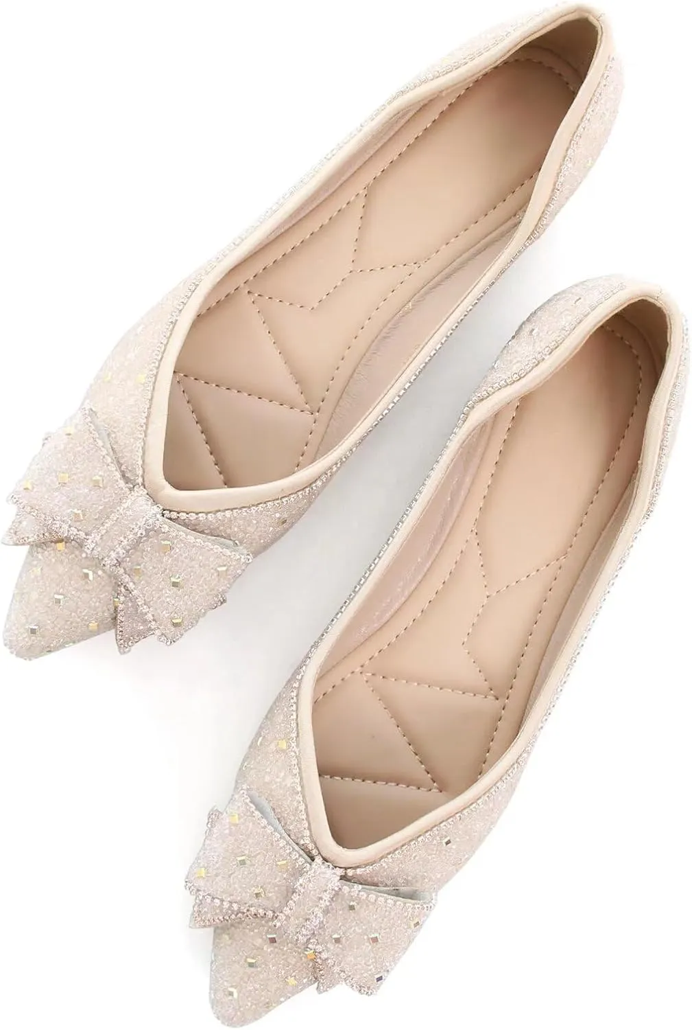 TN TANGNEST Womens Christmas Flat Shoes Snowflake Bell Bowknot Flats Fashion Pointed Toe Comfortable Slip On Flats