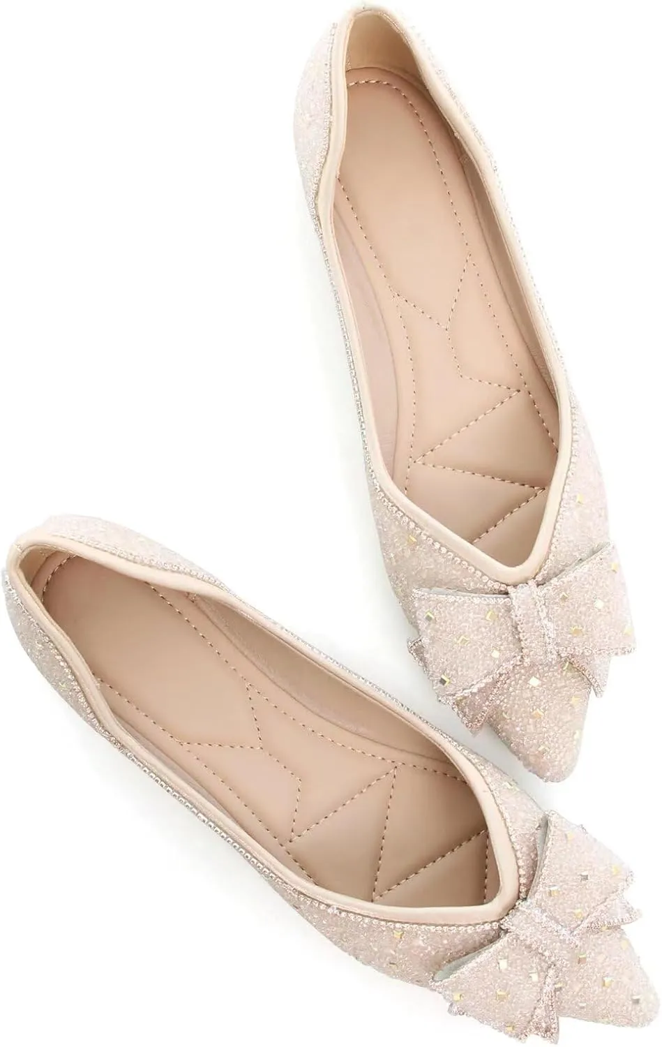 TN TANGNEST Womens Christmas Flat Shoes Snowflake Bell Bowknot Flats Fashion Pointed Toe Comfortable Slip On Flats