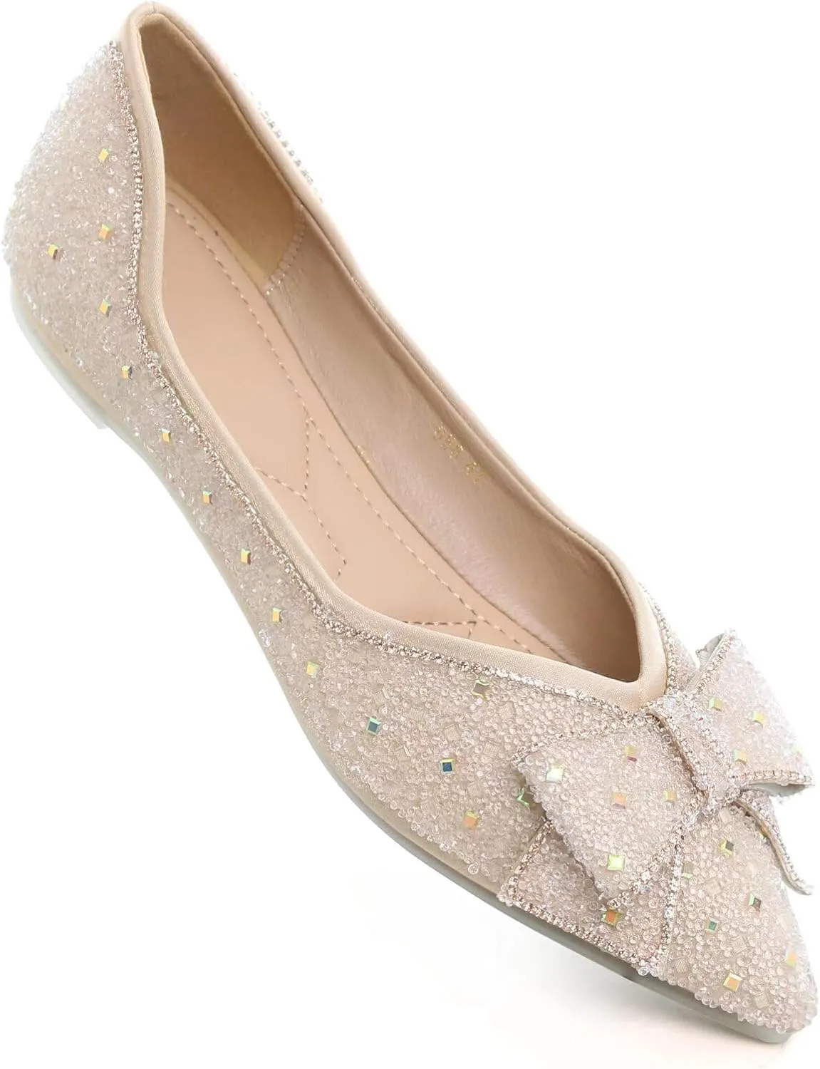 TN TANGNEST Womens Christmas Flat Shoes Snowflake Bell Bowknot Flats Fashion Pointed Toe Comfortable Slip On Flats